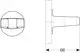 Wandhalter für Handbrause, dargestellt in schematischer Ansicht. Geometrisches Design mit einem breiten Teil und zwei Halteflächen. Ideal Standard.